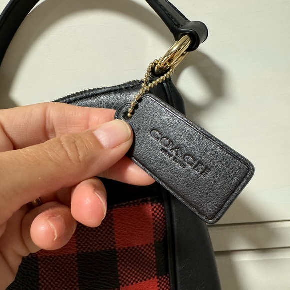 Coach red plaid gingham print crossbody - Picture 3 of 8